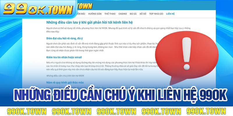 Những điều cần chú ý khi liên hệ 99OK